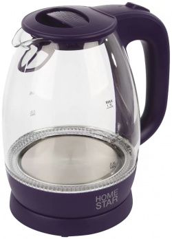 Чайник электрический HomeStar HS 1012 1 7 л фиолетовый  прозрачный