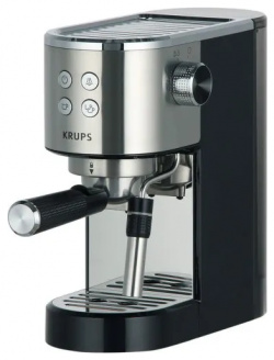 Рожковая кофеварка KRUPS XP444C10 серебристый  черный