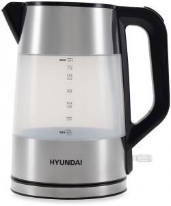 Чайник электрический HYUNDAI HYK P4026 1 9 л серебристый  черный