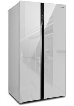 Холодильник HYUNDAI CS6503FV белый БЕЛОЕ СТЕКЛО