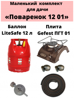 Настольная газовая плитка Gaspoint 12 01 + баллон LiteSafe коричневый GEFEST Gas Povarenok 1201 ПГТ 802 л