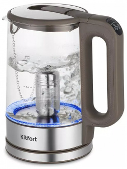 Чайник электрический Kitfort КТ 6664 1 5 л серый  прозрачный