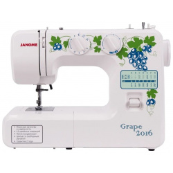Швейная машина Janome Grape 2016 белый  зеленый 17 швейных операций: прямая