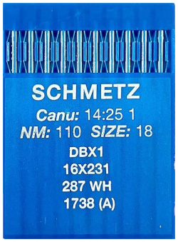 Иглы для промышленных швейных машин DBx1 №110 SCHMETZ тонкая колба shmetzDBx1/№110