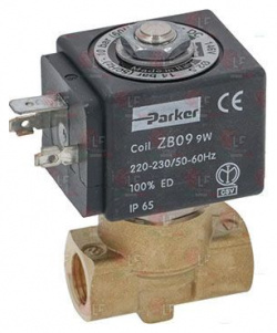 Электромагнитный клапан PARKER 230В двухходовой  1/4" t 20 130C 1120354
