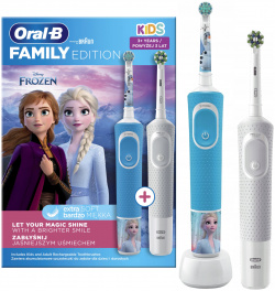 Электрическая зубная щетка Oral B Family Edition White + Kids Frozen белый  голубой