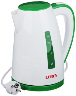 Чайник электрический LEBEN 291 067 1 7 л белый  зеленый
