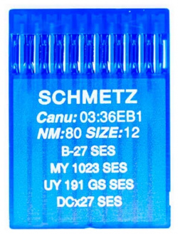 Иглы промышленные для оверлока Schmetz B 27 SES 80  10 штук 03:36EB180 27/SES