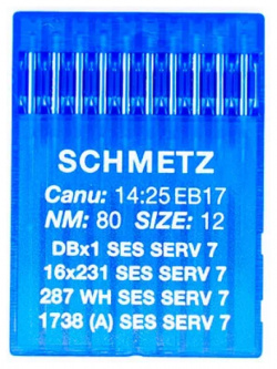 Иглы промышленные с тонкой колбой Schmetz 1738/DBx1 SES SERV7 80  10 шт 14:25EB1780 DBx1/SES/SERV7/80