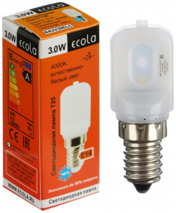 Лампа светодиодная Ecola  T25 3 Вт E14 4000 K для холодильников и швейных машин