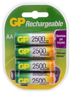 Аккумуляторы перезаряжаемые GP 250AAHC AA  емкость 2450 мАч 4 шт Batteries International CN (GP Limited) 1417590