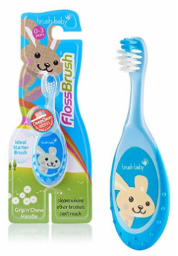 Зубная щетка для детей 0 3 года цвет синий FlossBrush Brush Baby/Браш Бэби (BRB210) Brushbaby Ltd  2117506