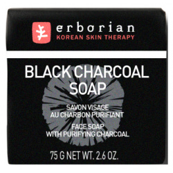 Черное мыло для лица с углем твердое 75 г Erborian на растительной