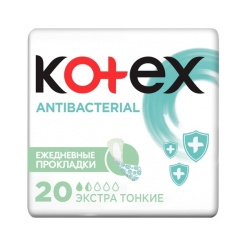 Kotex  Ежедневные гигиенические антибактериальные экстратонкие прокладки 20 шт 307931