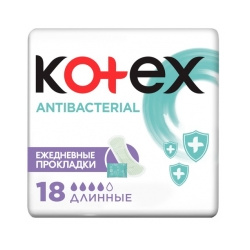 Kotex  Ежедневные гигиенические антибактериальные длинные прокладки 18 шт 312612