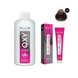 Ollin Professional Color  Набор (Перманентная крем краска для волос оттенок 7/31 русый золотисто пепельный 100 мл + Окисляющая эмульсия Oxy 1 5% 150 мл) ЭХ99989420160