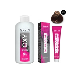 Ollin Professional Color  Набор (Перманентная крем краска для волос оттенок 7/31 русый золотисто пепельный 100 мл + Окисляющая эмульсия Oxy 6% 150 мл) ЭХ99989420162