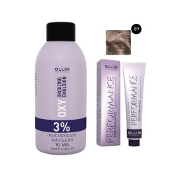 Ollin Professional Performance  Набор (Перманентная крем краска для волос оттенок 7/7 русый коричневый 60 мл + Окисляющая эмульсия Oxy 3% 90 мл) ЭХ99989420526
