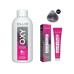 Ollin Professional Color  Набор (Перманентная крем краска для волос оттенок 9/81 блондин жемчужно пепельный 100 мл + Окисляющая эмульсия Oxy 6% 150 мл) ЭХ99989420425