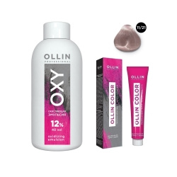 Ollin Professional Color  Набор (Перманентная крем краска для воло оттенок 11/21 специальный блондин фиолетово пепельный 100 мл + Окисляющая эмульсия Oxy 12% 150 мл) ЭХ99989420439