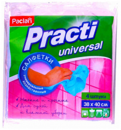 Набор универсальных салфеток для уборки Paclan Pract 4 шт 