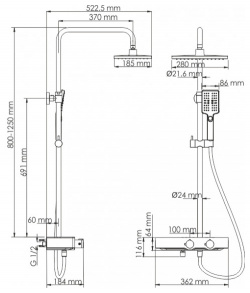 Душевой комплект с термостатическим смесителем WasserKRAFT A11301 Thermo