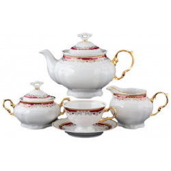 Чайный сервиз Thun 1794 6 персон 9 предметов Красная лилия 