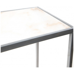 Столик интерьерный с белым мрамором Glasar серебристый 38x38x64 см