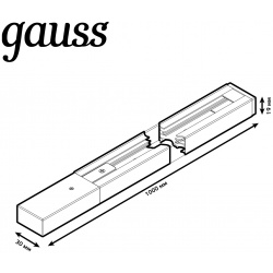 Шинопровод Gauss накладной 1м черный (с адаптером питания и заглушкой)