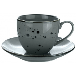 Чашка с блюдцем Porcelana Bogucice Alumina Graphite 0 3 л 16 см 