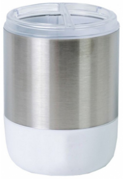 Стакан для ванных принадлежностей Primanova Lima XL белый с серебряным 9х9х12 см 