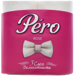Туалетная бумага Pero Rose 3 слойная  4 рулона белая