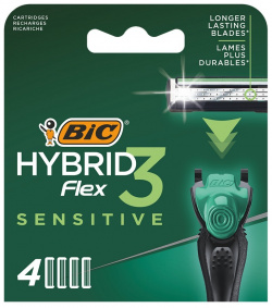 Сменные кассеты для бритвы BIC Hybrid 3 Flex Sensetive  мужские 4 шт