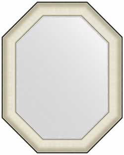 Зеркало в багетной раме Evoform белая кожа с хромом 78 мм 59х74 см 