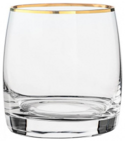Набор стаканов для виски Crystalite Bohemia Pavo отводка золото 230 мл 6 шт