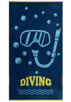 Детское полотенце Cleanelly Basic Diving синее с жёлтым 70х130 см 