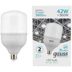 Лампа Gauss Elementary LED T120 E27 42W 3600lm 180 240V 4000K 1/12 