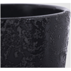 Керамический горшок с поддоном Композит Маджента чёрный серым 15 см