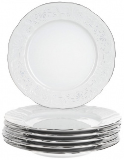 Набор тарелок Concordia Bernadotte декор Деколь отводка платина 19 см 6 шт 
