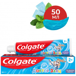 Зубная паста детская Colgate Доктор Заяц  защита от кариеса с фторидом со вкусом жвачки 50 мл