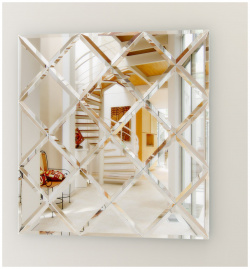 Зеркальная плитка Evoform с фацетом 15 mm  комплект 6 шт квадрат 40х40 см; серебро