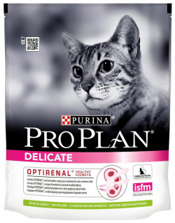 Сухой корм Purina Pro Plan Delicate для кошек с чувствительным пищеварением  ягненок 400 г