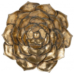Декор настенный Glasar золотистого цвета в виде цветка  26x26x4см
