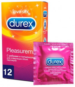 Презервативы Durex Pleasuremax с ребрами и пупырышками 12 шт 