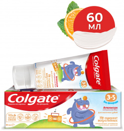 Зубная паста детская Colgate 3 5  защита от кариеса без фторида для детей до лет со вкусом апельсина 60 мл