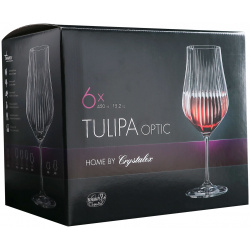 Набор бокалов для вина Тулипа оптик 450 мл 6 шт BOHEMIA CRYSTALL 
