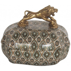 Шкатулка Glasar с бронзовым львом и узором 14x10x10 см 