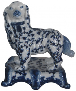 Фигурка Glasar собака бело синяя 19х18х23 см Уникальное изделие ручной работы