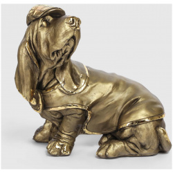 Декоративная  фигура Тпк полиформ пес такса в кепке н 24см бронза