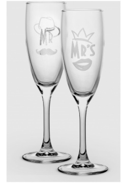 Набор бокалов для шампанского Комфилюкс Эдем Mr&Mrs 170 мл 2 шт 